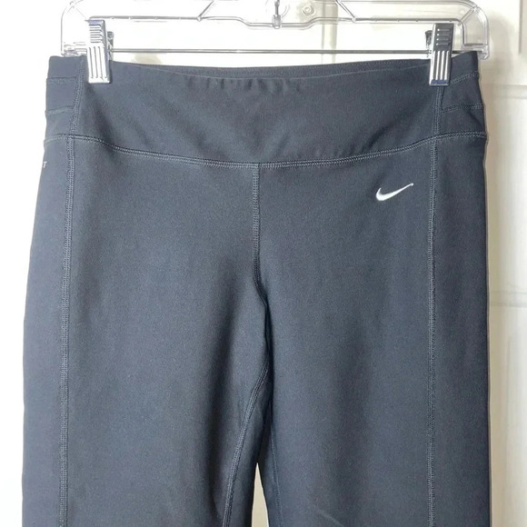 Nike DRI FIT CROPPED LEGGINGS LOGO SIZE SMALL BLACK IN COLOR - Picture 4 of 9